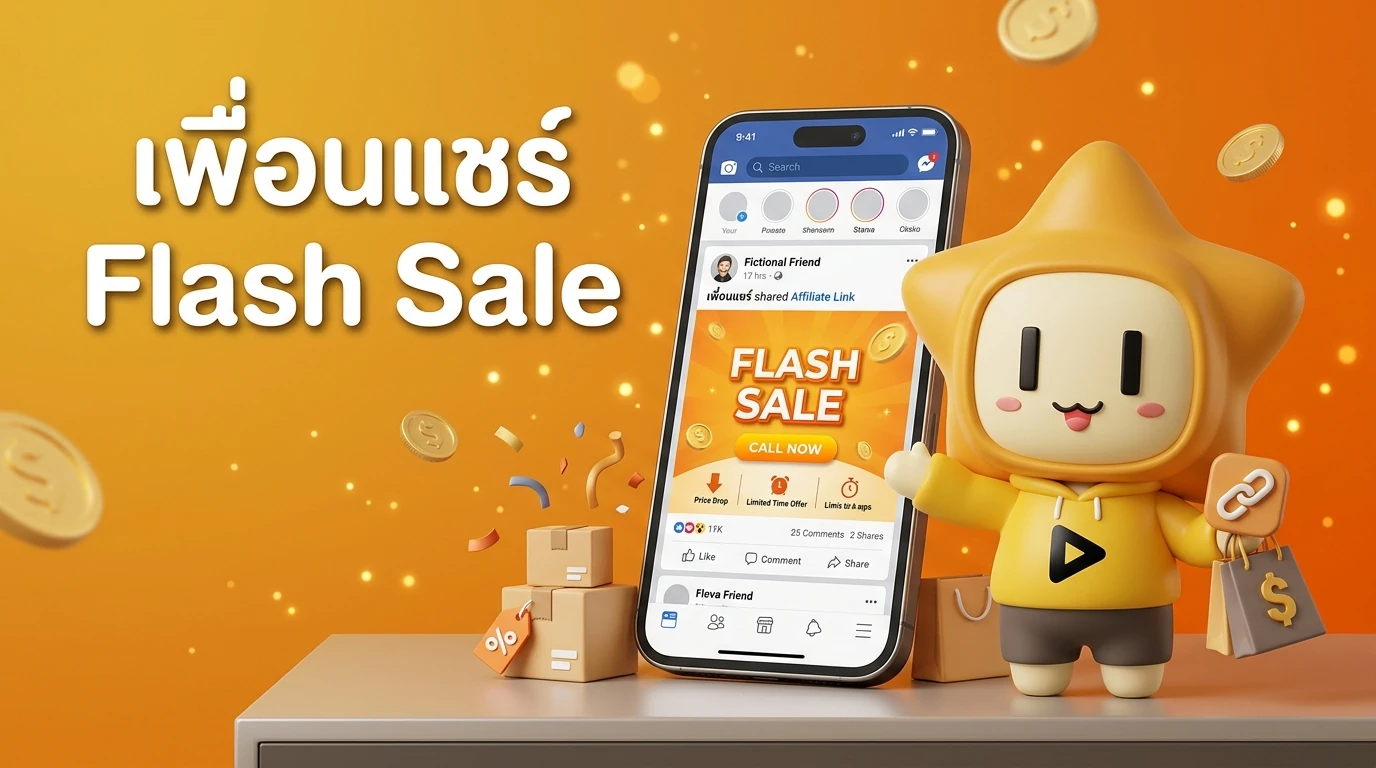 Mockup of a mobile social media feed showing a 'Flash Sale' notification post from a friend