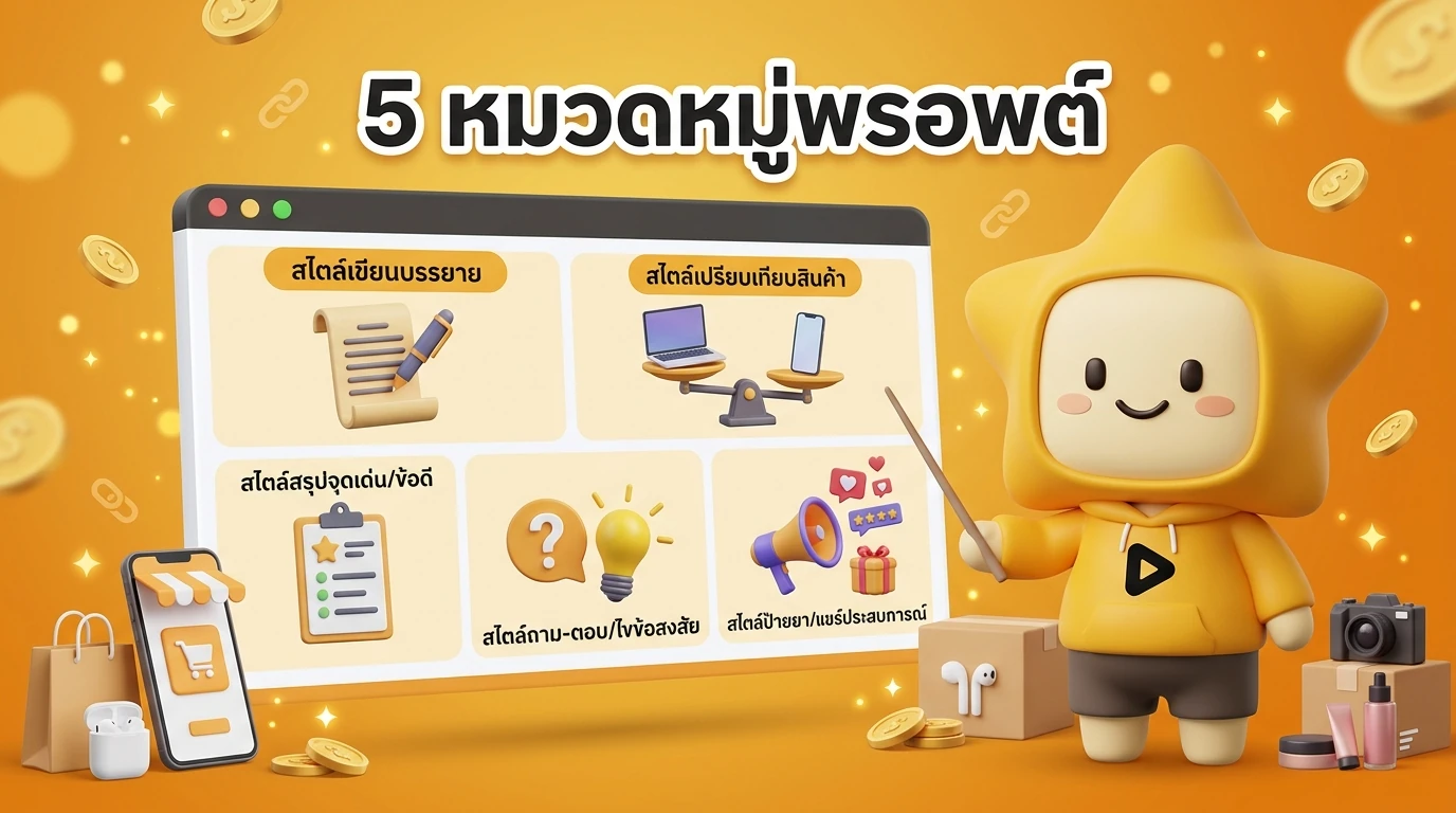 Infographic showing the 5 categories of prompts with icons representing each style