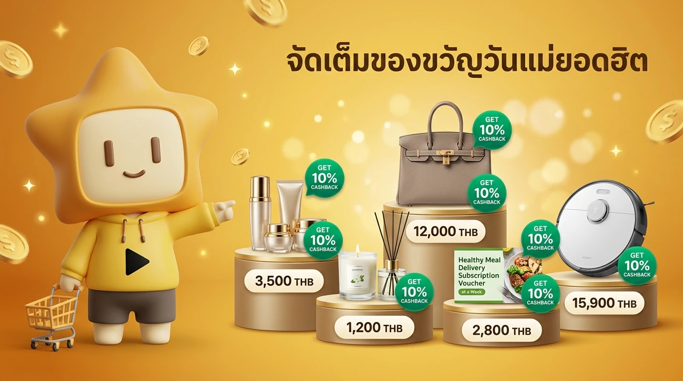Collage of top 5 gift categories for Mother's Day 2026 with price tags and cashback icons